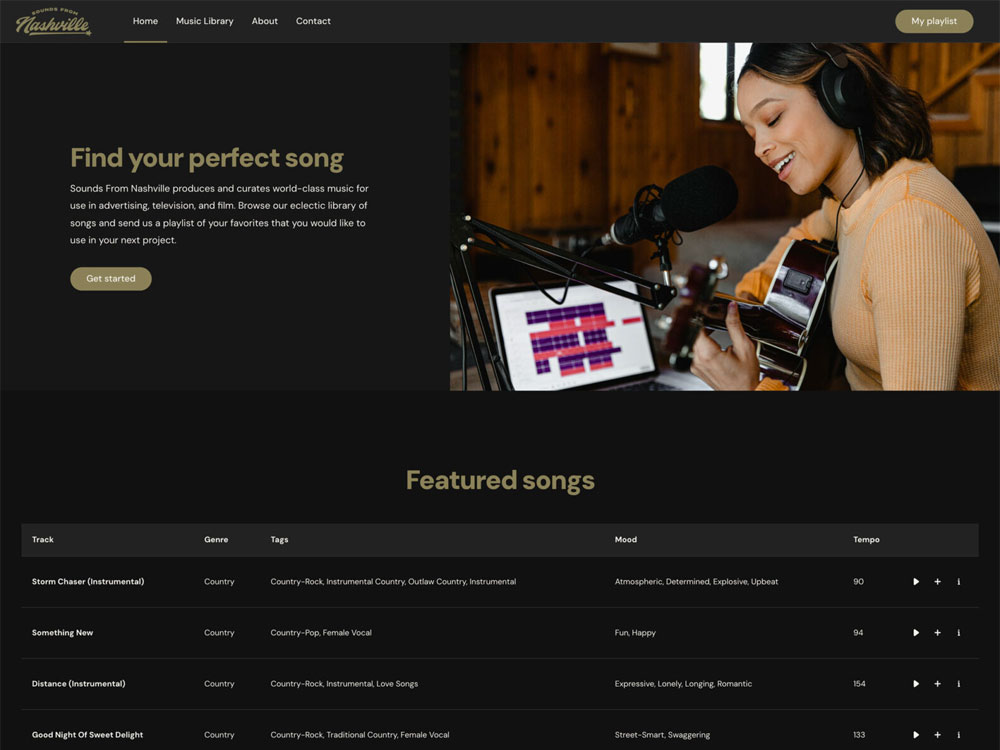 Sounds From Nashville website